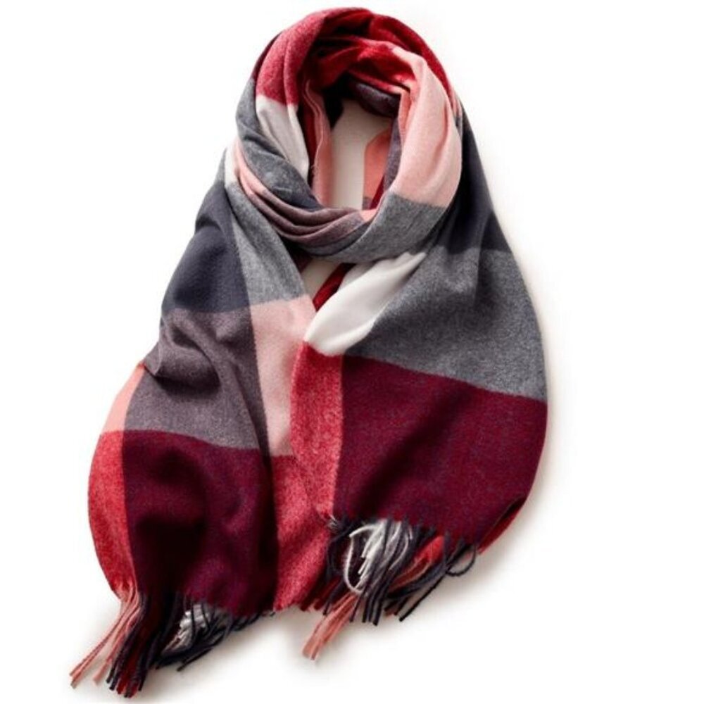 Plaid Fringe Scarf